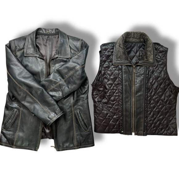 Vintage woman leather jacket with detachable lining XL - Picture 9 of 17